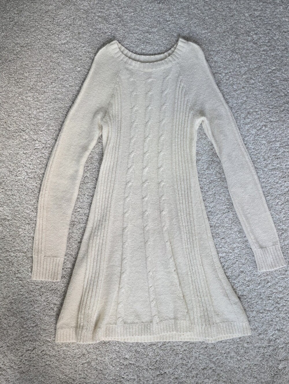 Hollister California Sweater Dress Cream Color Long Sleeve Cable Knit Y2k